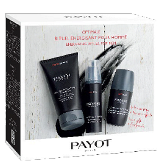 Payot Optimale Energizing Ritual für Männer Soin Total Anti-Age Faltenglättungsemulsion 50 ml + Désincrustant Cleansing Gel 150 ml + 24H Antitranspirant Roll-on 75 ml, Kosmetikset für Männer