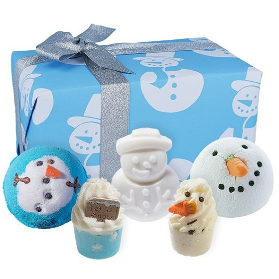 Bomb Cosmetics Schneemann - Mr Frosty funkelndes ballistisches Bad 3 x 160 g + Badeblock 2 x 50 g, Kosmetikset