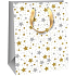 Ditipo Geschenkpapiertüte 18 x 10 x 22,7 cm Glitzer Weihnachten weiß - goldene und silberne Sterne