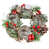 Holzkranz mit roten Accessoires und Glaskerzenhalter 23 cm