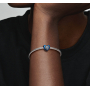 Charms Sterling Silber 925 Drehbares blaues Herz Perlenarmband Liebe