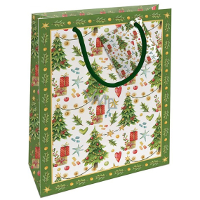 Nekupto Geschenkpapiertüte 23 x 18 x 10 cm Weihnachtsbäume mit Geschenken