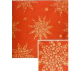 Nekupto Weihnachtsgeschenkpapier 70 x 150 cm Rot, goldene Schneeflockensterne