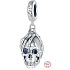 Charm Sterlingsilber 925 Skelett, das einen Schädel hält, Anhänger für Armband Halloween