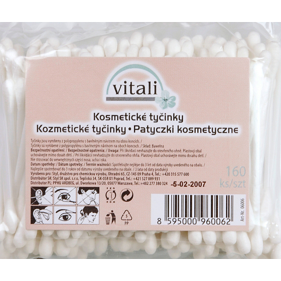Vitali Baumwollknospen für Ohren in einer Tüte mit 160 Stück