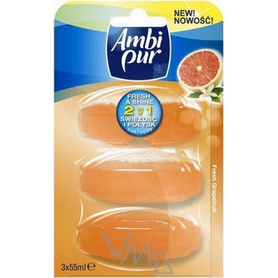 Ambi Pur Fresh & Shine 2in1 Fresh Grapefruit WC-Block Nachfüllung 3 x 55 ml