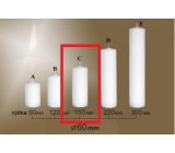 Lima Gastro glatte Kerze weißer Zylinder 60 x 150 mm 1 Stück