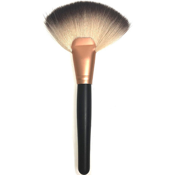 Kosmetikpinsel mit Naturborsten für Puder schwarzer Kupfergriff Fächer 18,5 cm 30450