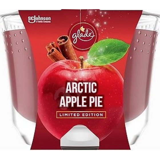 Glade Maxi Arctic Apple Pie mit dem Duft von Apfel-, Zimt- und Muskatnuss-Duftkerze in einem Glas, Brenndauer bis zu 52 Stunden 224 g