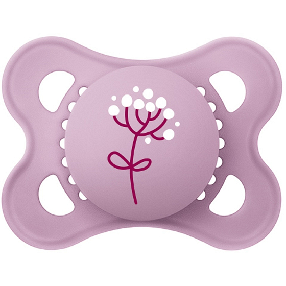 Mam Original Silikon kieferorthopädischer Schnuller 0+ Monate Lila mit Blume