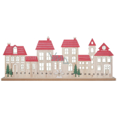 Adventskalender Häuser mit Schneeflocke 45 x 17,5 cm