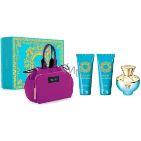 Versace Dylan Turquoise Eau de Toilette 100 ml + Körpergel 100 ml + Duschgel 100 ml + Handtasche, Geschenkset für Frauen