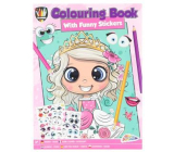 Grafix Malbuch A4 mit lustigen Stickern rosa 24 Seiten, für Kinder ab 3