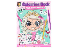Grafix Malbuch A4 mit lustigen Stickern rosa 24 Seiten, für Kinder ab 3
