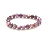 Lepidolith lila Armband elastisch Naturstein, Kugel 8 - 9 mm /16 - 17 cm. AAA Qualität