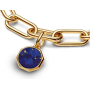 Charm Sterlingsilber 925 Mini-Medaillon blau Imitation Lapislazuli, Anhänger für Armband Symbol