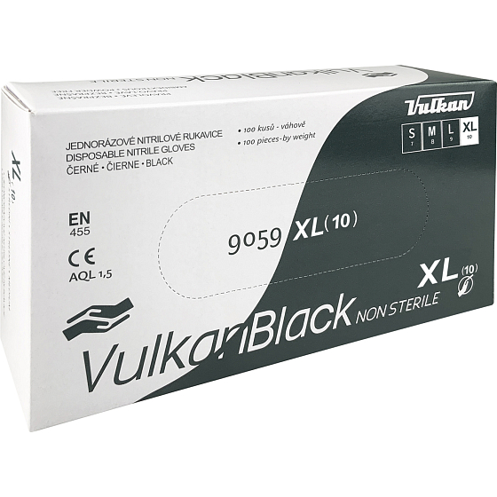 VulkanBlack schwarze Einweg-puderversiegelte Nitrilhandschuhe, Größe XL, 100 Stück
