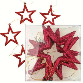Sterne rot 6 Stück in einer Box, zum Aufhängen 7,5 cm