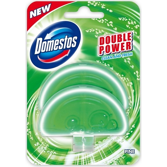 Domestos Double Power Clean und Fresh Pine WC Flüssigkeitsblock Nachfüllung 2 x 60 ml