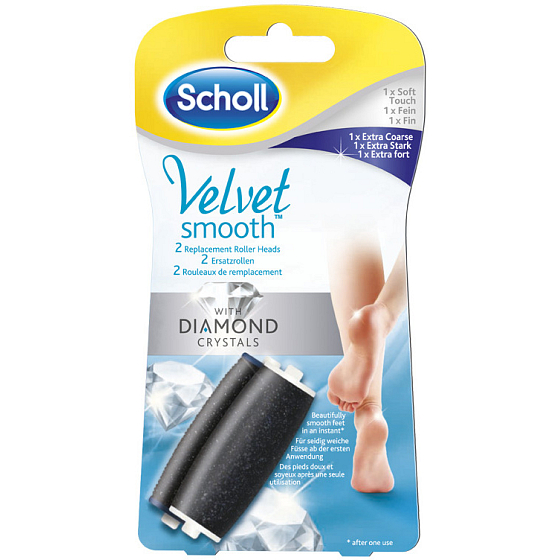 Scholl Velvet Smooth Express Pedi mit Diamond Crystals elektrischer Feile Ersatzkopf fein 1 Stück + extra grob 1 Stück