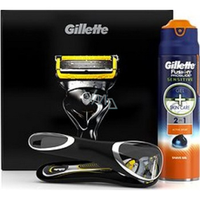 Gillette Fusion ProShield Rasierer + Sensitives Rasiergel 170 ml + Reiseetui, Kosmetikset, für Männer Gillette Fusion ProShield Rasierer + Sensitives Rasiergel 170 ml + Reiseetui, Kosmetikset, für Männer