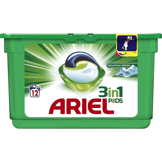 Ariel 3in1 Mountain Spring Gelkapseln zum Waschen von Kleidung 12 Stück 358,8 g