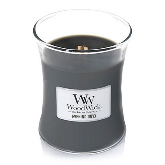 WoodWick Evening Onyx - Evening Onyx Duftkerze mit Docht aus Holz und Deckel Glas Medium 275 g