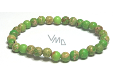 Jaspis / Regalit Imperial Meeressediment grün Armband elastisch gemischtes Mineral, Kugel 6 mm / 16 - 17 cm