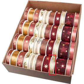 Ditipo Fabric Weihnachtsband mit Draht Gold mit Fäden 4 m x 15 mm