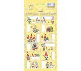 Blatt Weihnachtsetiketten Geschenkaufkleber Elfen, gelbes Blatt 12 Etiketten