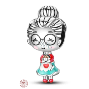 Charme Sterling Silber 925 Oma, Perle auf Armband Familie Charme Sterling Silber 925 Oma, Perle auf Armband Familie