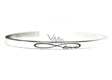Edelstahlarmband silber mit Gravur Liebe, offene Manschette, 4 mm