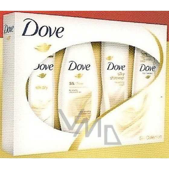 Dove Silk Deodorant Spray 150 ml + Duschgel 250 ml + Körperlotion 250 ml + Shampoo 250 ml, Kosmetikset