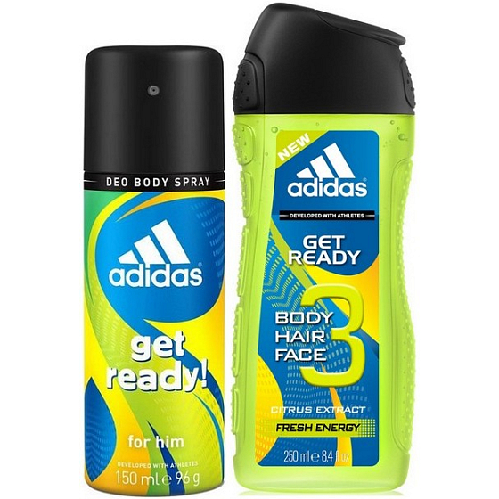 Adidas mach dich bereit! für ihn Deo-Spray 150 ml + Duschgel 250 ml, Duopack