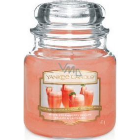 Yankee Candle White Strawberry Bellini - Duftkerze mit weißem Erdbeercocktail Klassisches mittleres Glas 411 g