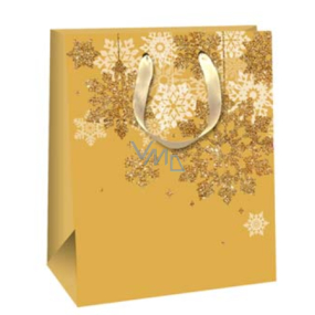 Ditipo Geschenk Papiertüte Glitter 18 x 10 x 22,7 cm Gold-, Weiß- und Goldflocken QC