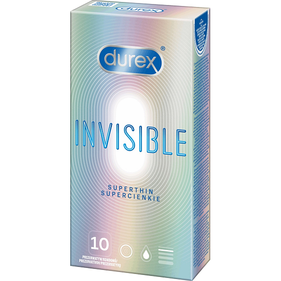 Durex Invisible Superthin, das dünnste Kondom für maximale Empfindlichkeit, nominale Breite: 54 mm, 10 Stück