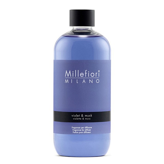 Millefiori Milano Naturviolett & Moschus - Violett- und Moschusdiffusor-Nachfüllung für Weihrauchstiele 500 ml