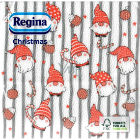 Regina Papierservietten 1lagig 33 x 33 cm 20 Stück Weihnachten weiß und grau gestreift mit Elfe