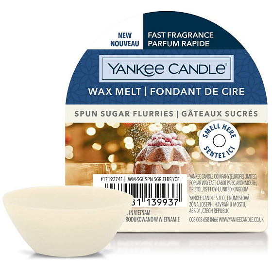 Yankee Candle Spun Sugar Flurries - Swirling Sugar Flurries duftendes Wachs für Aromatherapie 22 g
