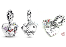 Sterling Silber 925 Disney Winnie the Pooh und Ferkel - Es kommt nicht darauf an, was wir haben, sondern wen wir haben, 2in1 Herz-Anhänger für Armband