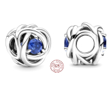 Charme Sterling Silber 925 Unendlicher Kreis der Ewigkeit leuchtend blau, Perle für Armband