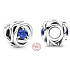 Charme Sterling Silber 925 Unendlicher Kreis der Ewigkeit leuchtend blau, Perle für Armband