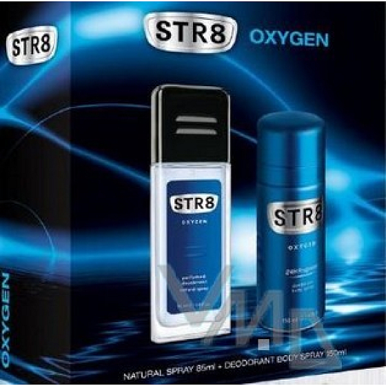 Str8 Oxygen parfümiertes Deodorantglas für Männer 85 ml + Deospray 150 ml, Kosmetikset