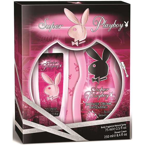 Playboy Super Playboy für ihr parfümiertes Deodorantglas für Frauen 75 ml + Duschgel 250 ml, Geschenkset