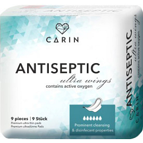 Carin Antiseptic Ultra Wings dünne Damenbinden, 9 Stk Carin Antiseptic Ultra Wings dünne Damenbinden, 9 Stk