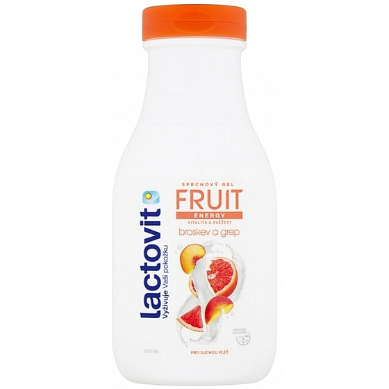 Lactovit Fruit Energy Vitalität und Frische Pfirsich und Grapefruit Duschgel für trockene Haut 300 ml