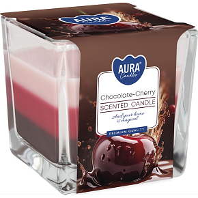 Bispol Duftkerze dreifarbig Schokolade und Sauerkirsche, 170 g