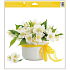 Fensterfolie ohne Kleber Blumen weiß im Topf 30 x 33,5 cm