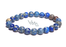 Jaspis / Regalit Imperial Meeressediment blau Armband elastisch gemischtes Mineral, Kugel 8 mm / 16 - 17 cm